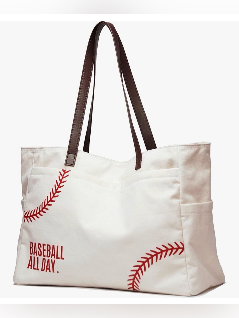 XL Baseball Mom Tote Bags For Women Canvas Utility Purse Handbag with Pockets